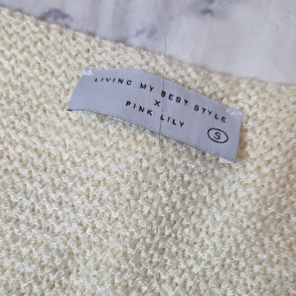 Living My Best Style X Pink Lily Cream V-neck Sweater - Picture 2 of 7